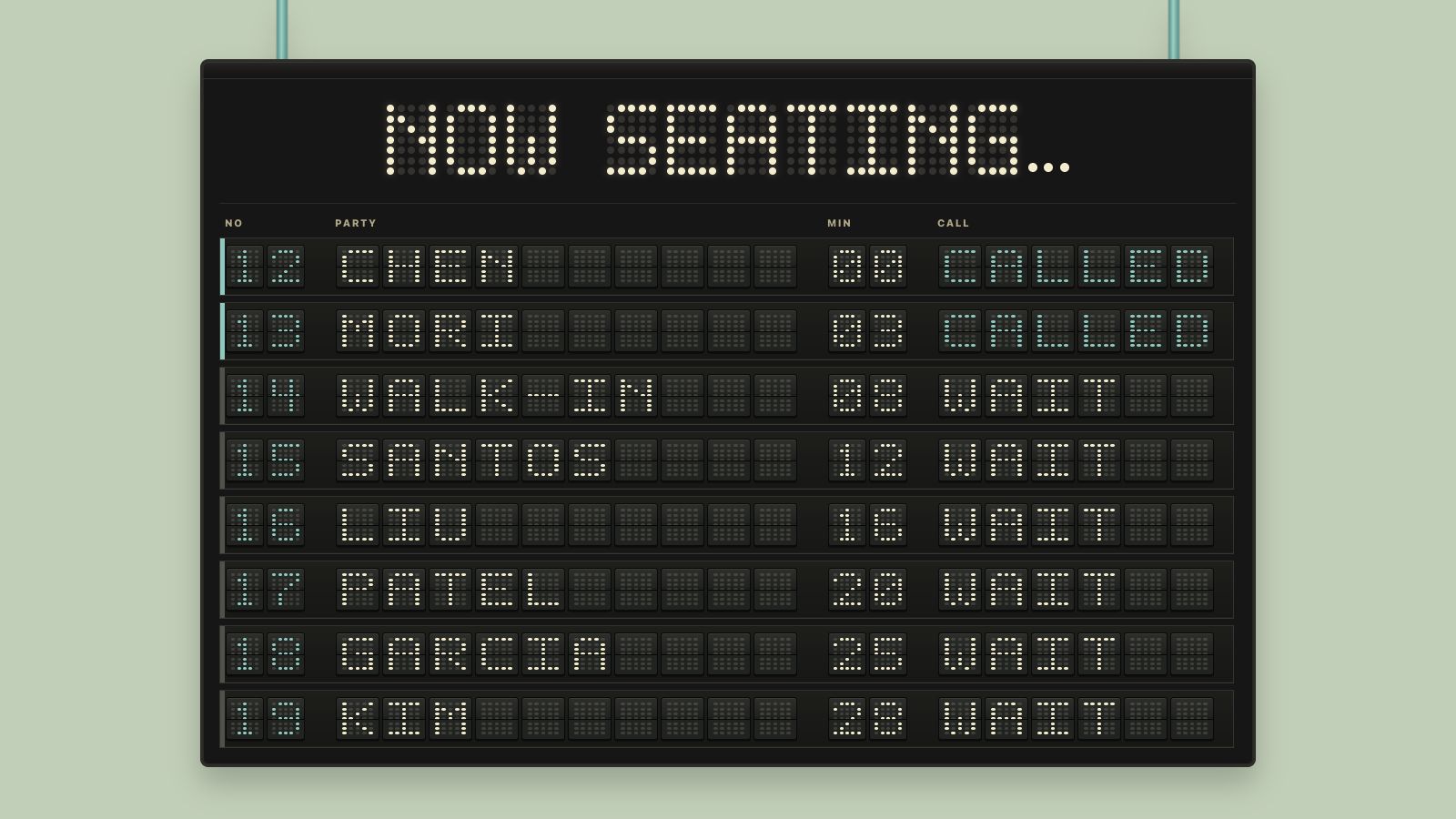 Restaurant Waitlist × Airport Departure Board